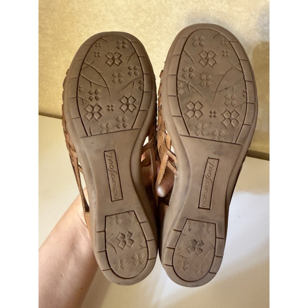 Natural Soul Shoes Womens 6M Grandeur Leather Woven Fisherman Boho Flats Festive - Picture 9 of 11